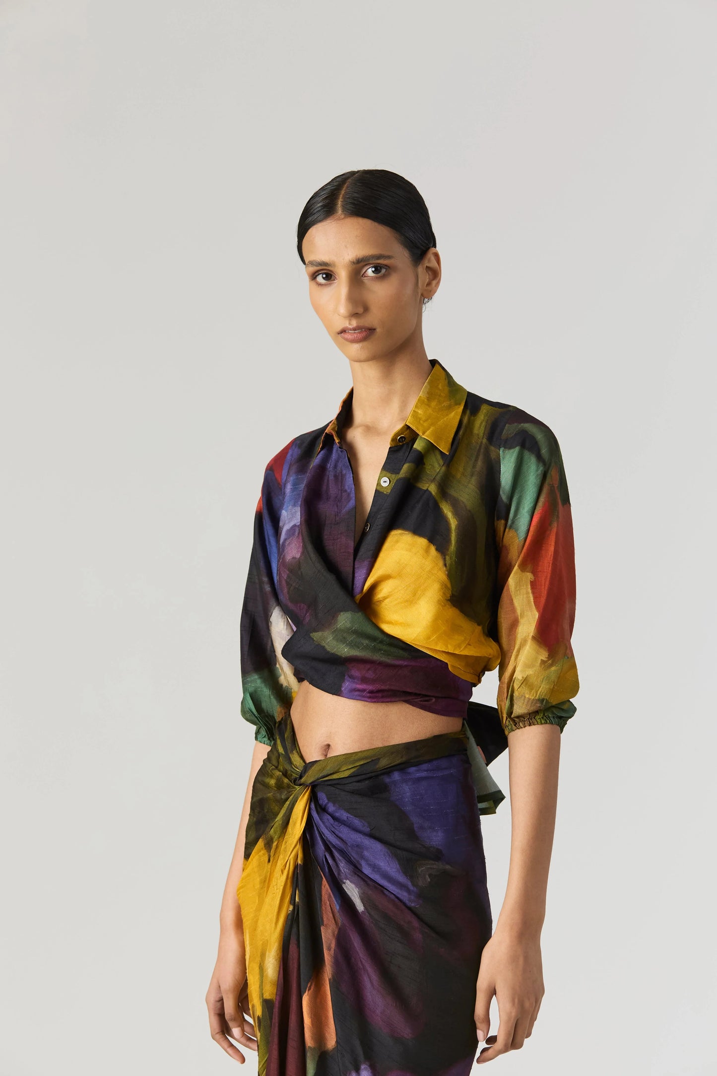 Buy Crepe Tie shirt and skirt co-ord set