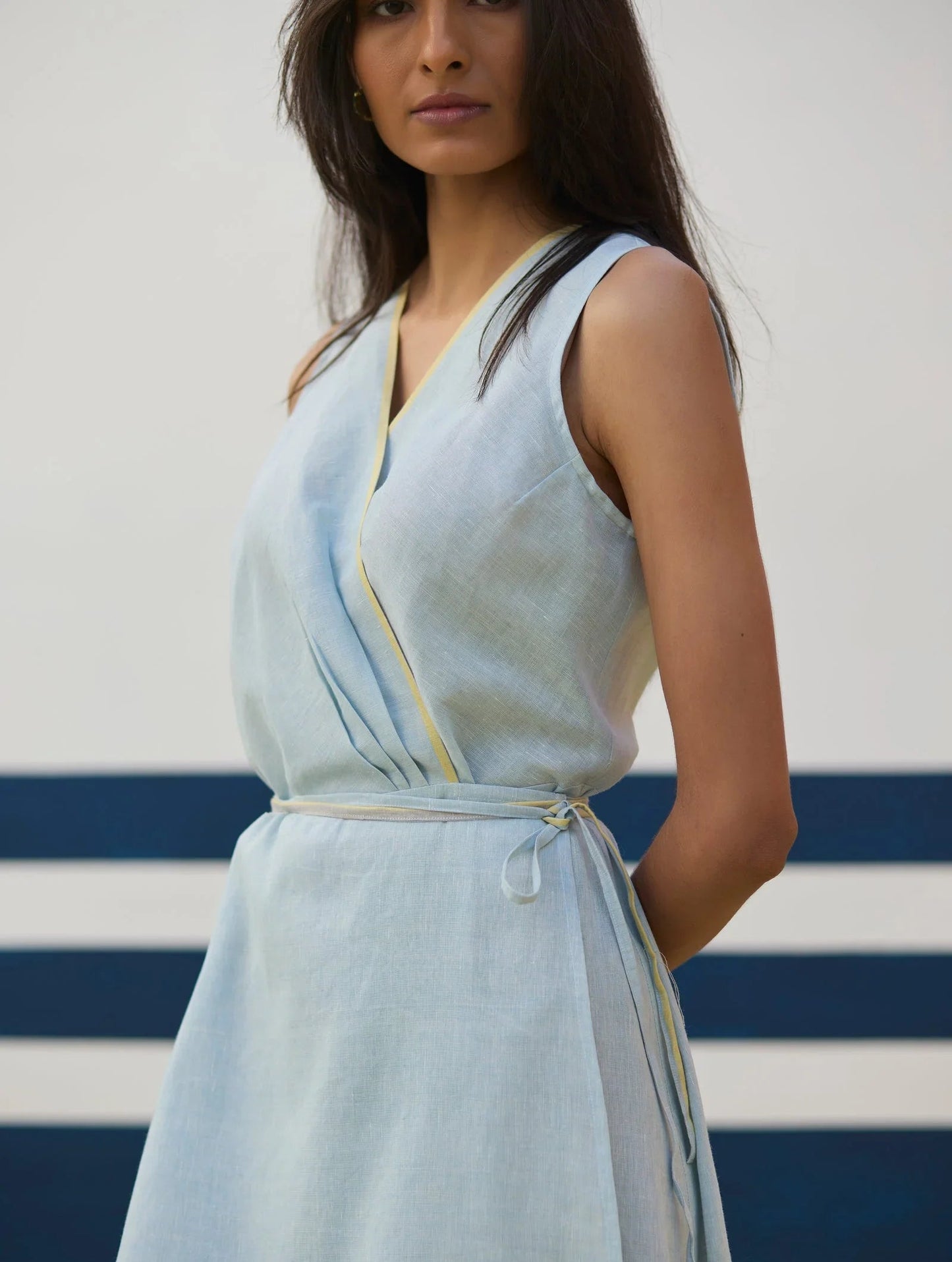 Buy Summer Vacation Sky Blue Wrap Dress