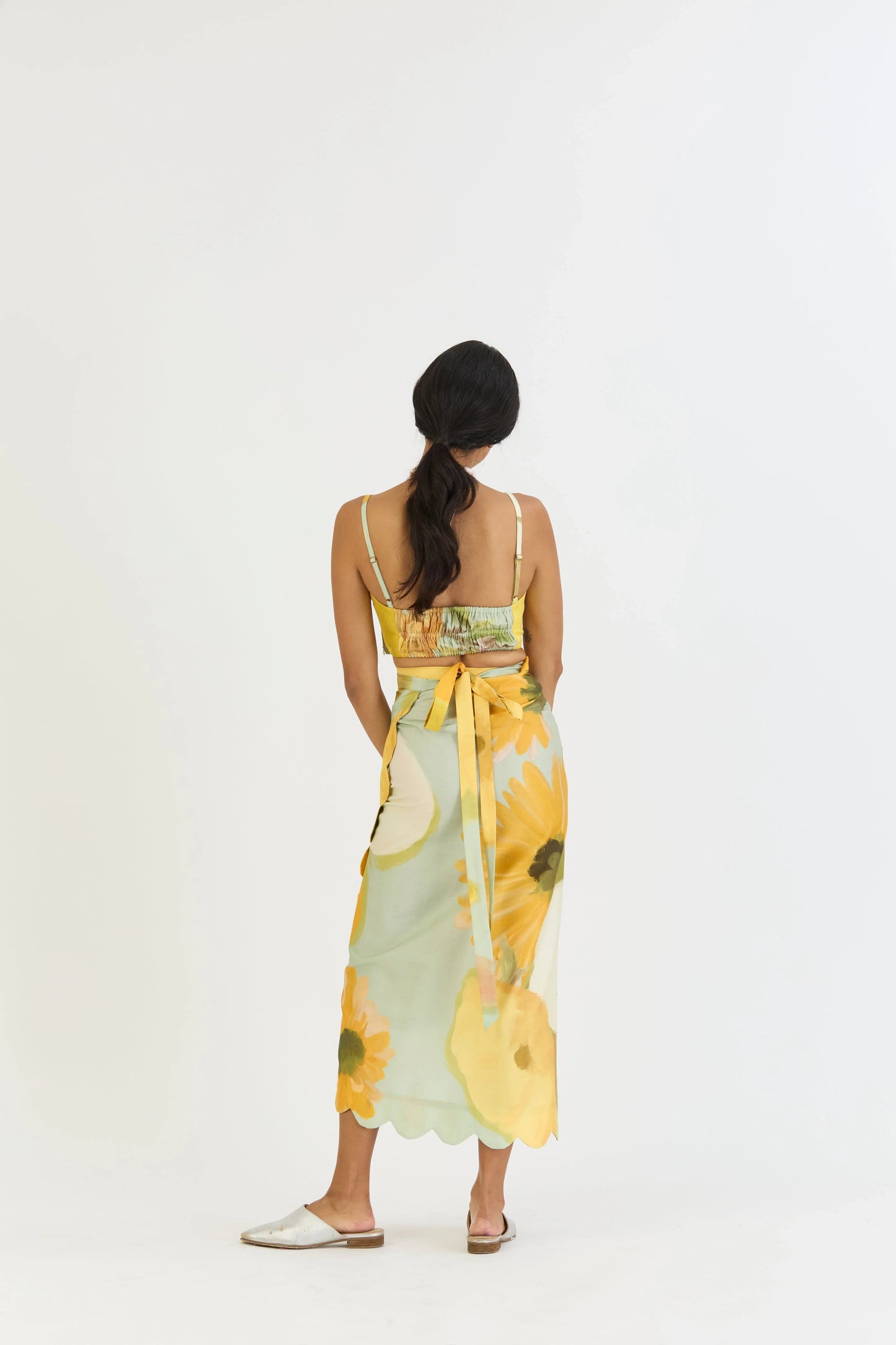 Buy Lemons and Sunflower Wrap around skirt set