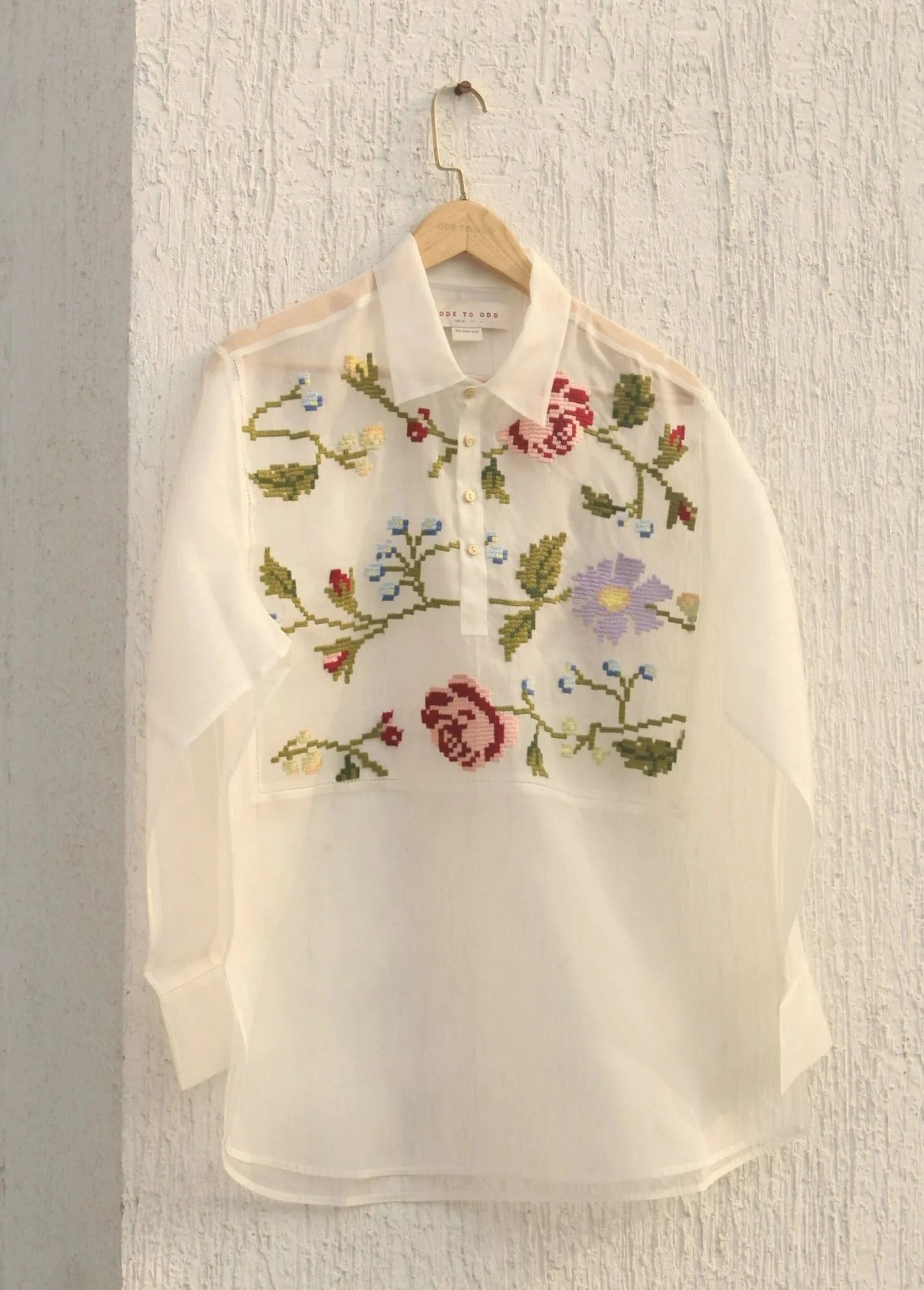Buy Hand Embroidered Floral Vines Shirt