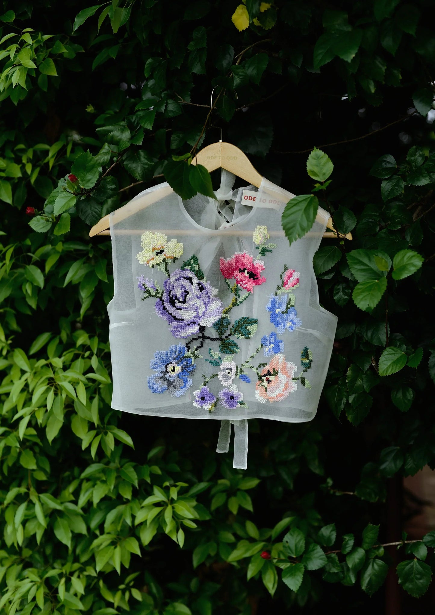 Buy Hand Embroidered Organza White Bib