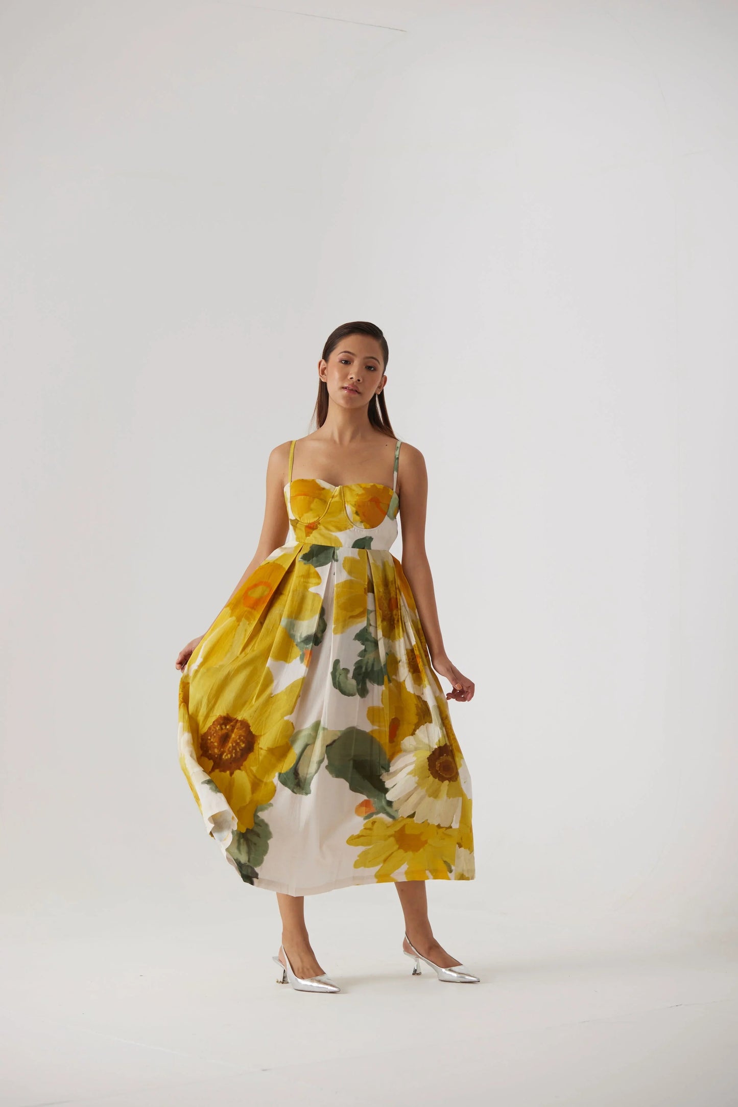 Buy Cotton Satin Sunflower Bralette Dress