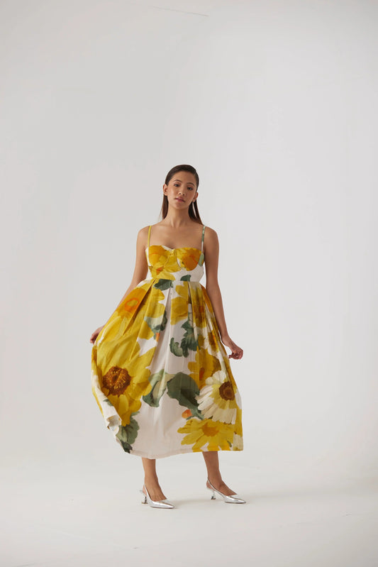 Buy Cotton Satin Sunflower Bralette Dress