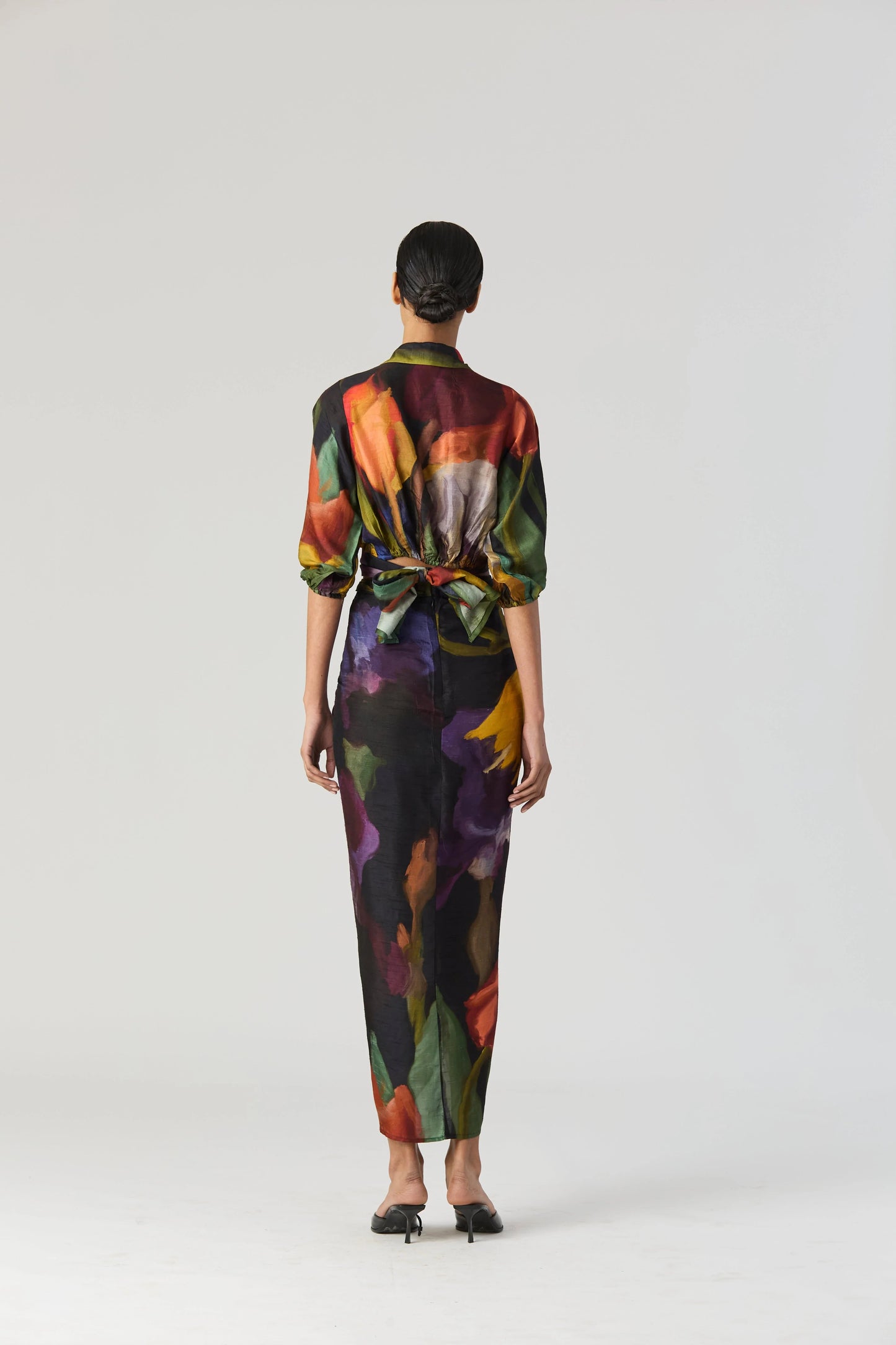 Buy Crepe Tie shirt and skirt co-ord set