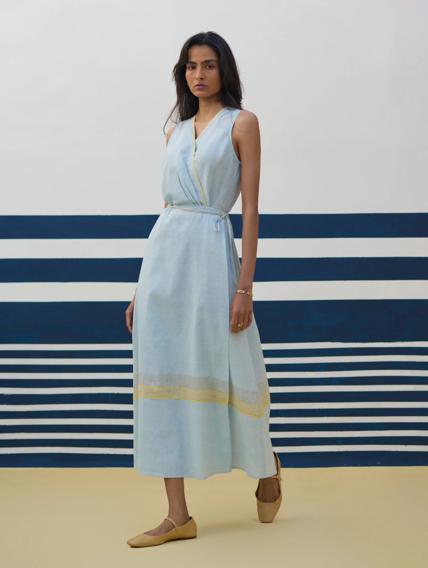 Buy Summer Vacation Sky Blue Wrap Dress