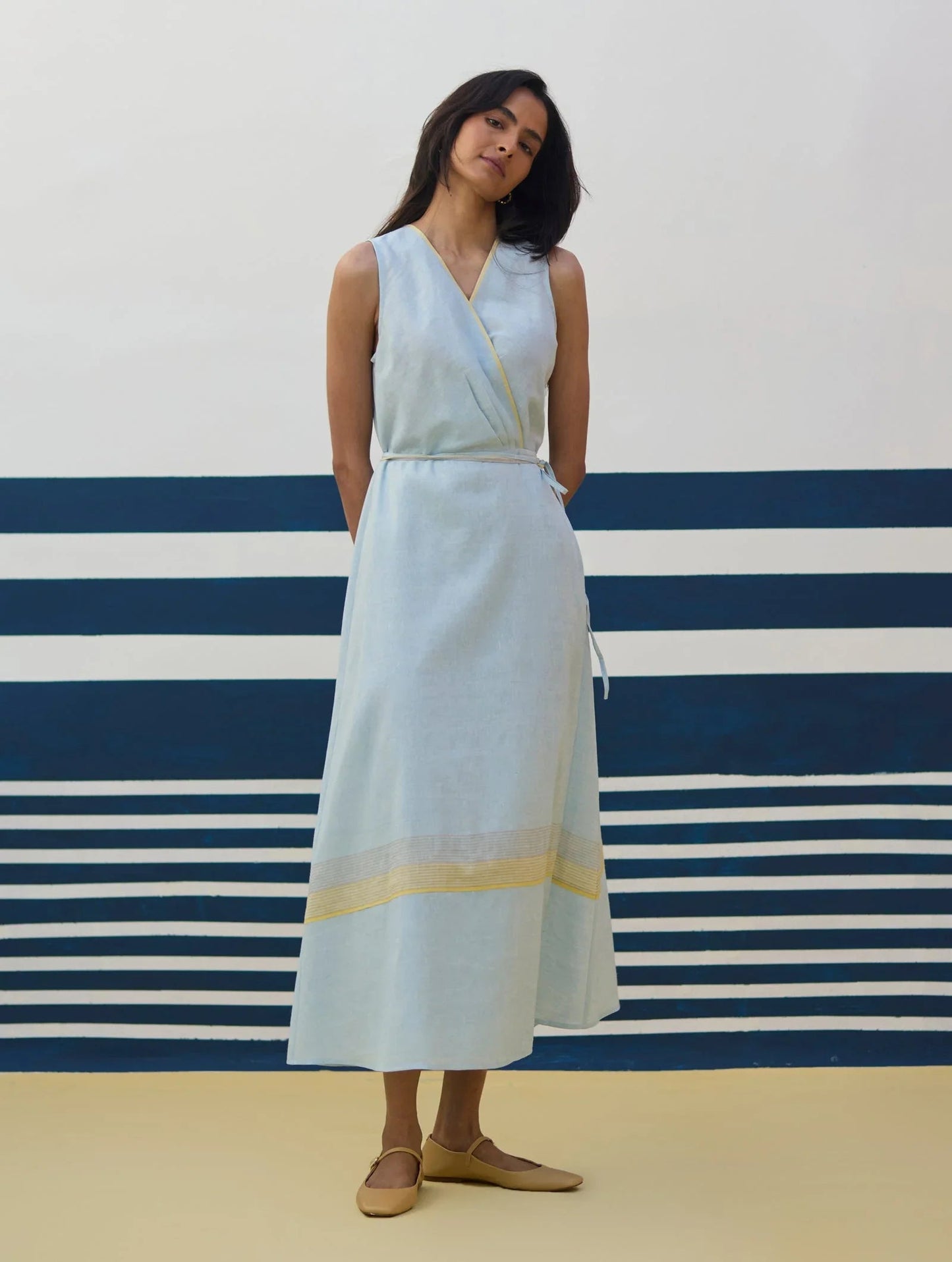 Buy Summer Vacation Sky Blue Wrap Dress