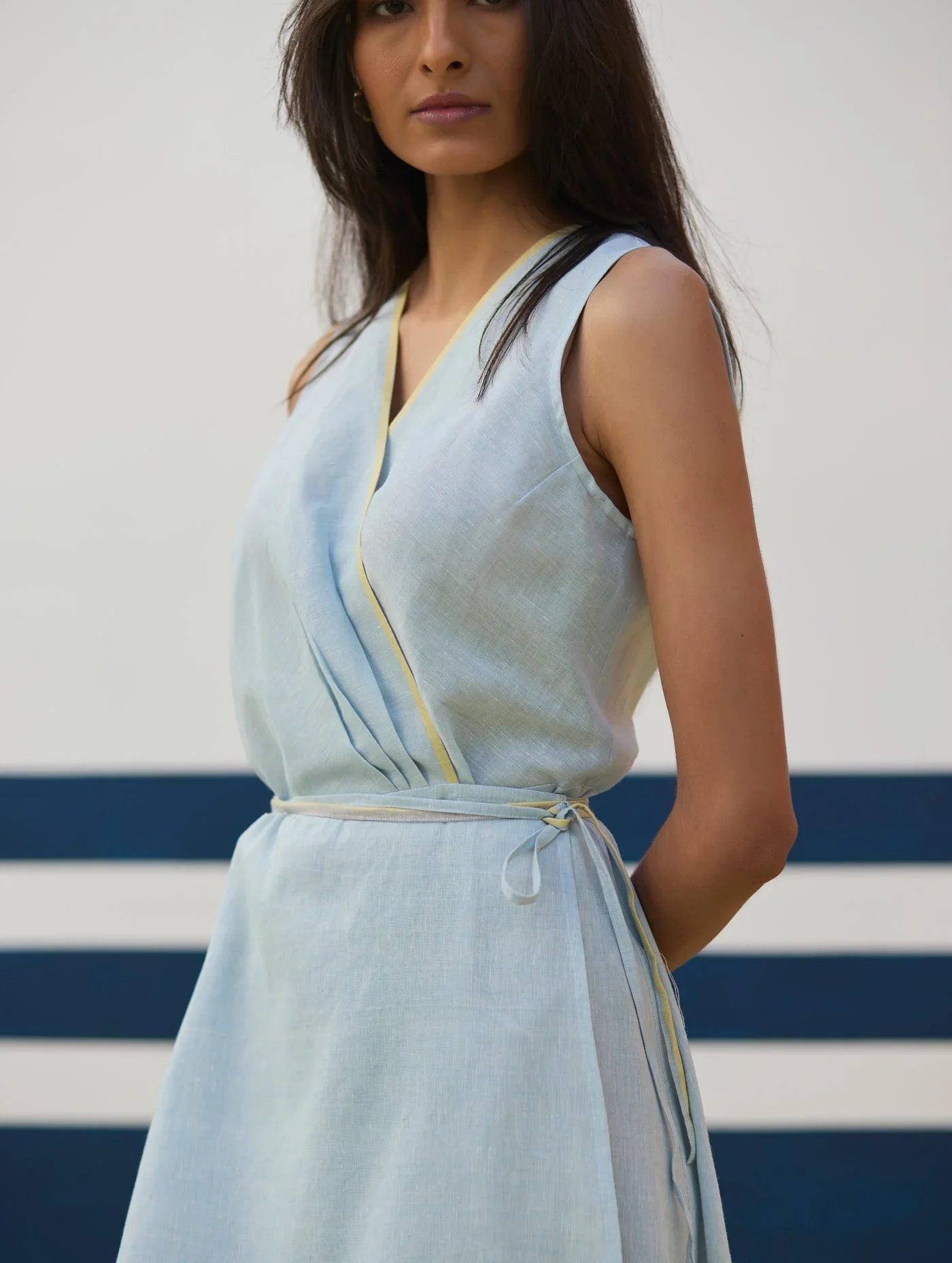 Buy Summer Vacation Sky Blue Wrap Dress