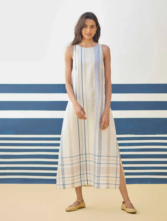 Buy Summer Vacation Stripes A-Line Long Dress