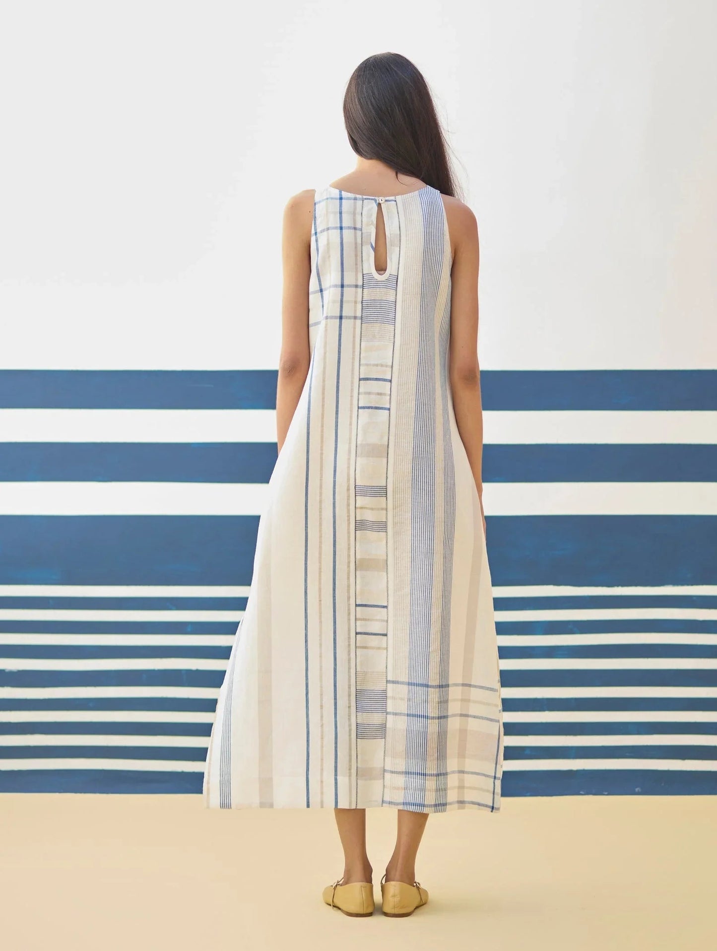 Buy Summer Vacation Stripes A-Line Long Dress