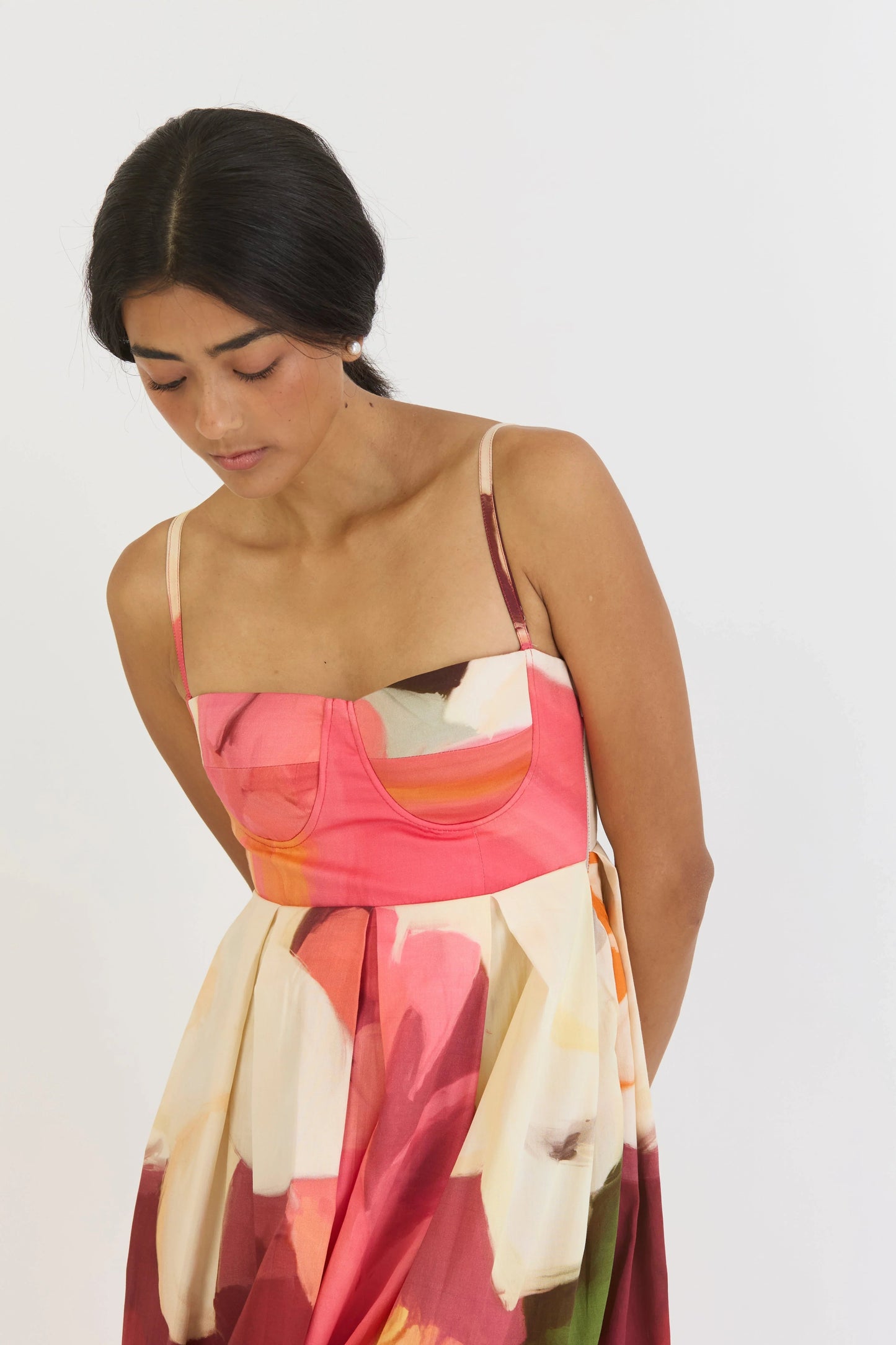 Buy floral cotton satin bralette dress