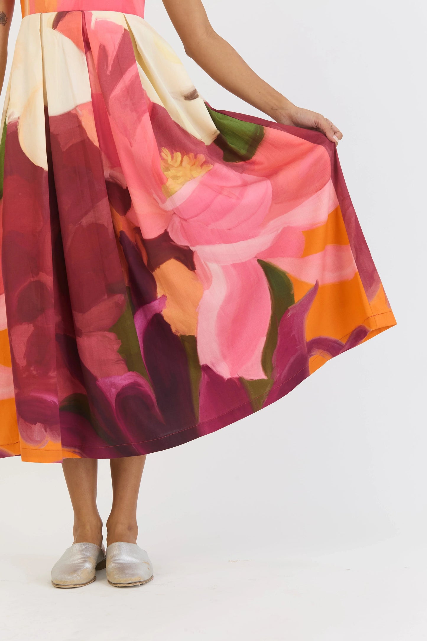 Buy floral cotton satin bralette dress