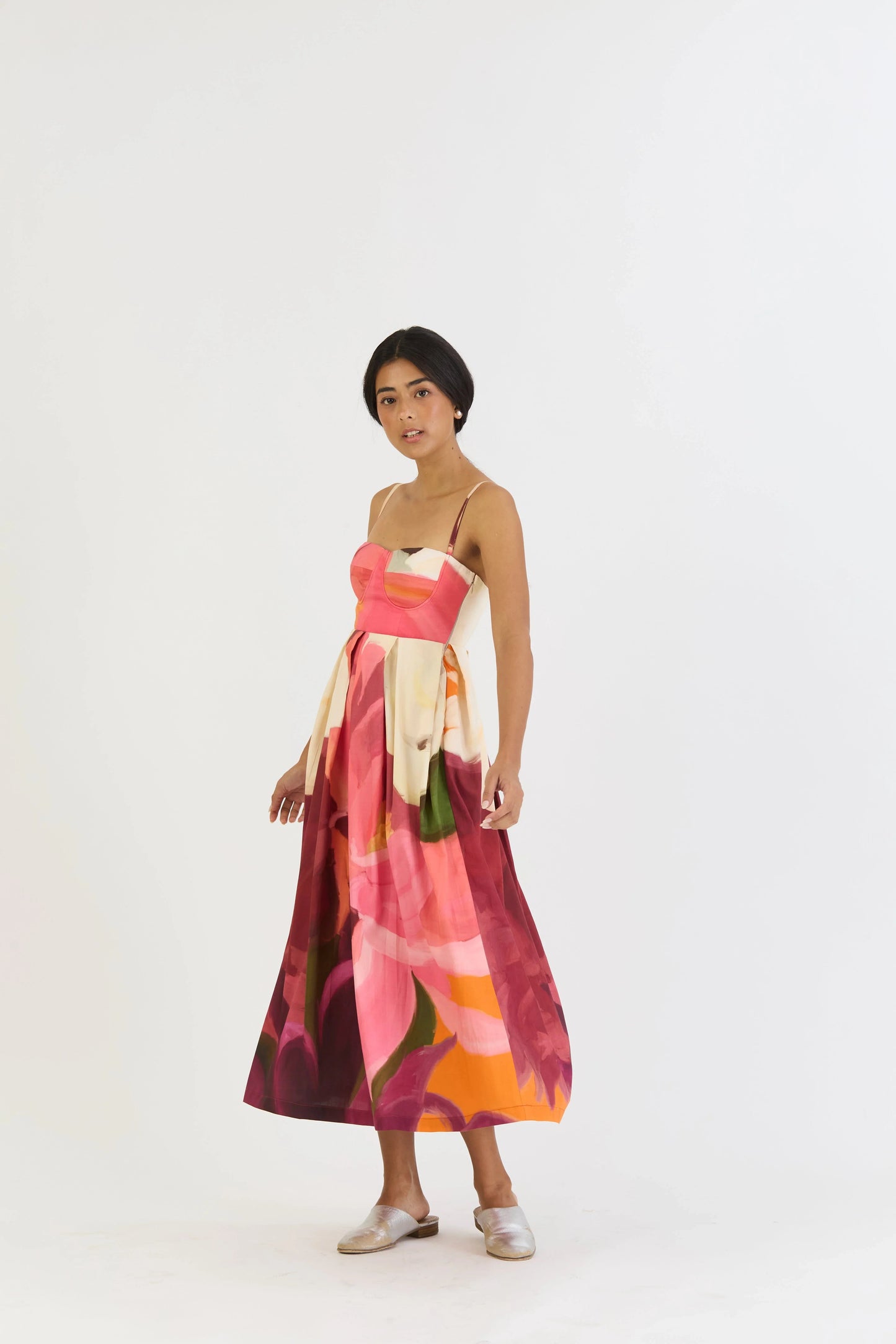 Buy floral cotton satin bralette dress