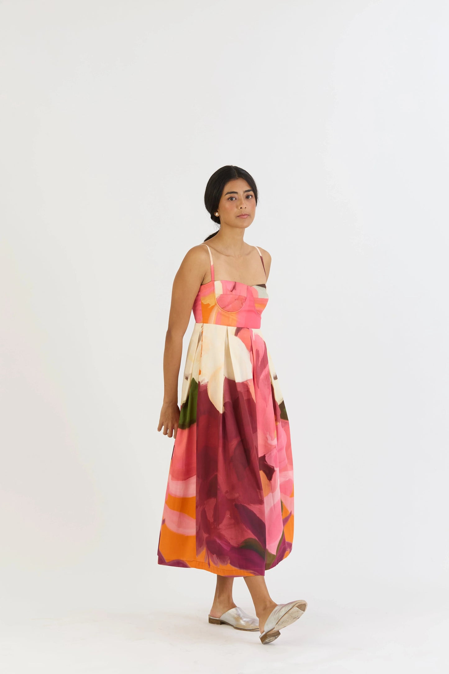 Buy floral cotton satin bralette dress