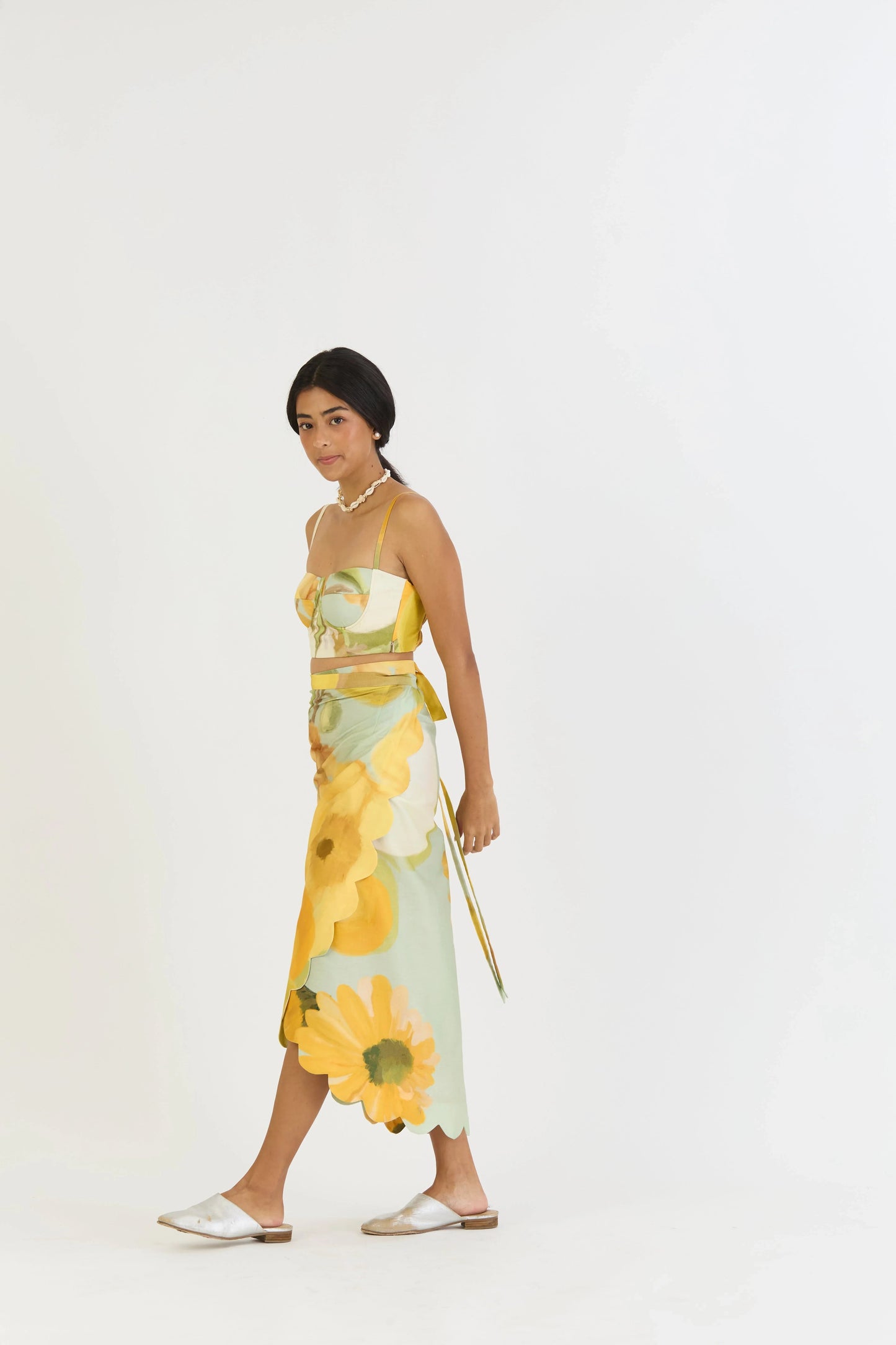 Buy Lemons and Sunflower Wrap around skirt set