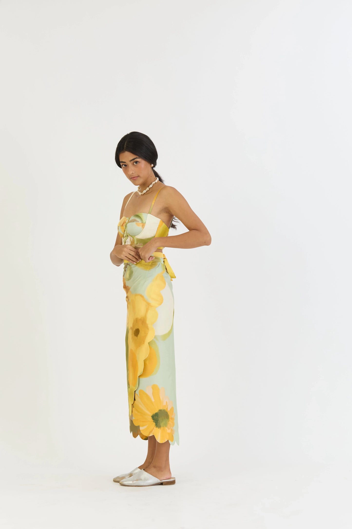 Buy Lemons and Sunflower Wrap around skirt set