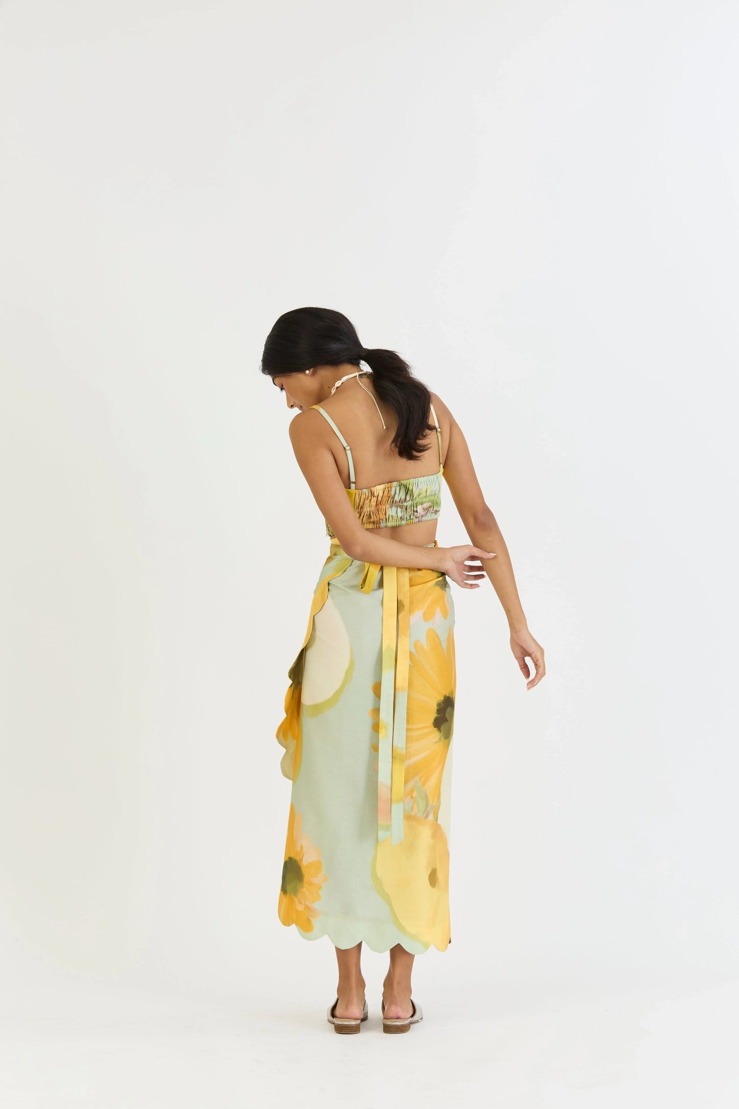Buy Lemons and Sunflower Wrap around skirt set