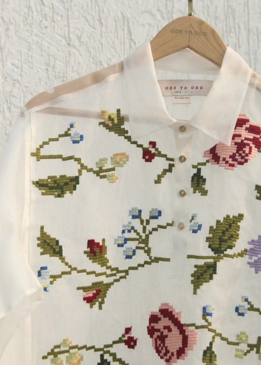 Buy Hand Embroidered Floral Vines Shirt