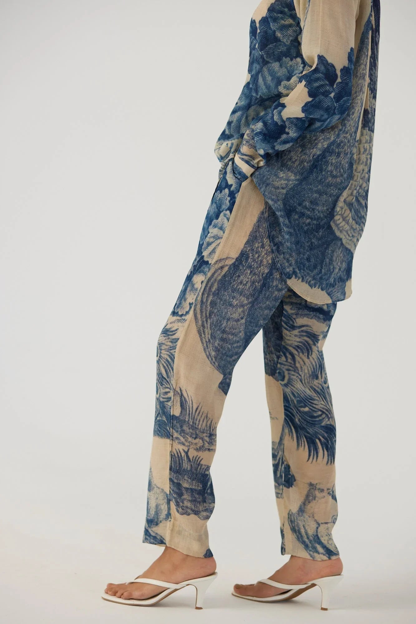 Buy Crepe Ivory and Blue Printed Co-ord Set