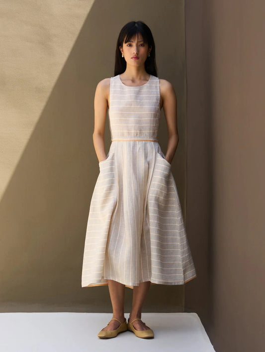Buy Summer Vacation Linen Stripe Dress