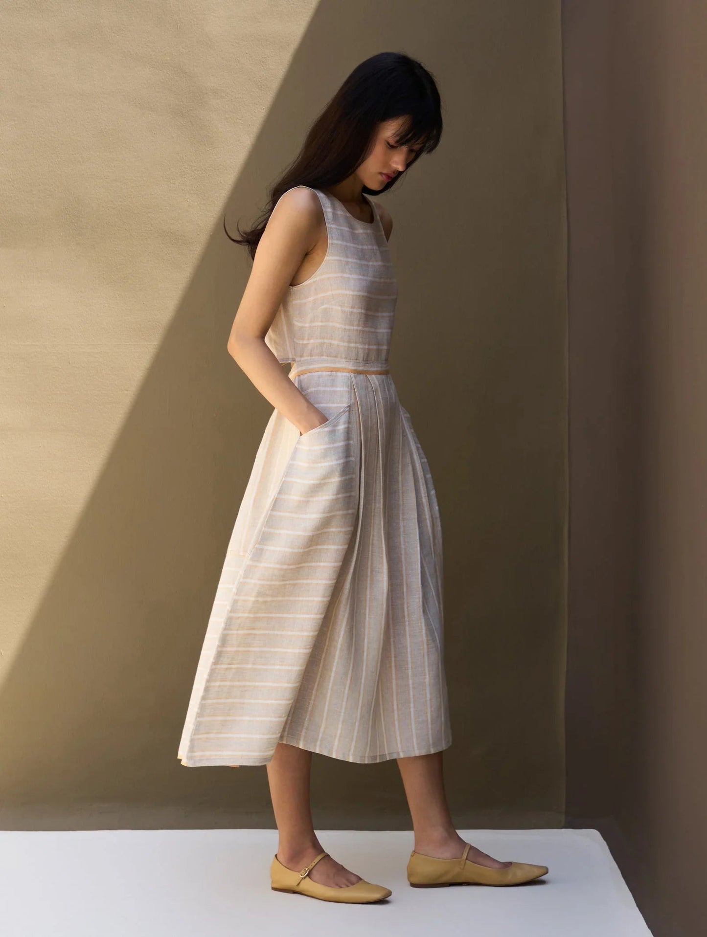 Buy Summer Vacation Linen Stripe Dress
