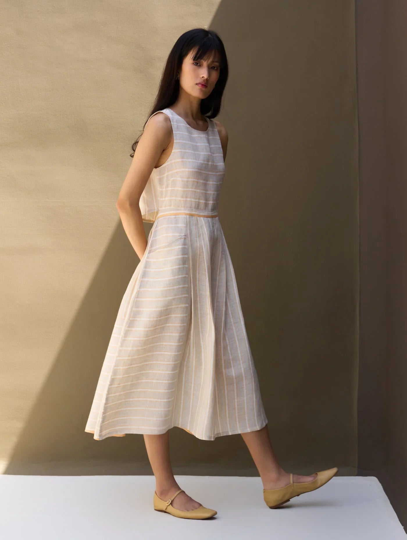 Buy Summer Vacation Linen Stripe Dress