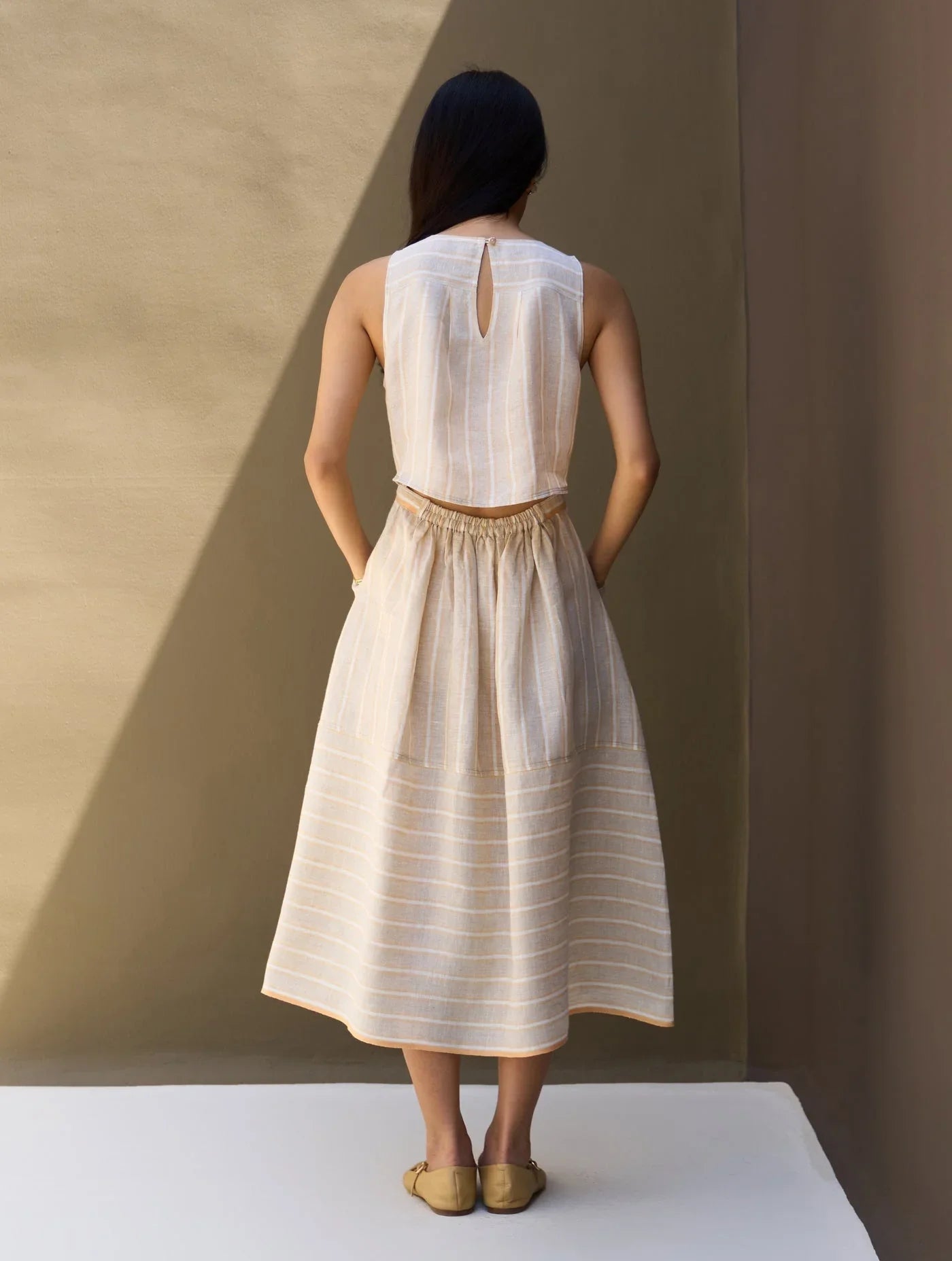 Buy Summer Vacation Linen Stripe Dress