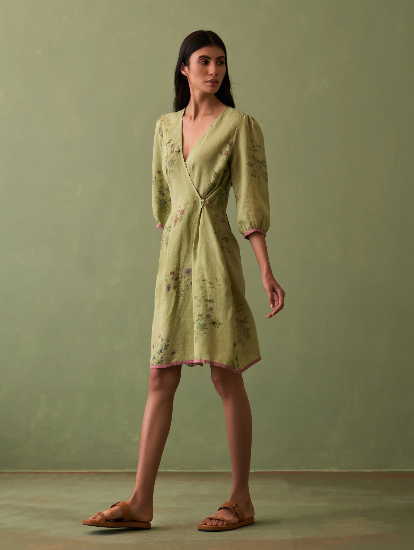 Buy Summer Vacation Green Botanical Dress