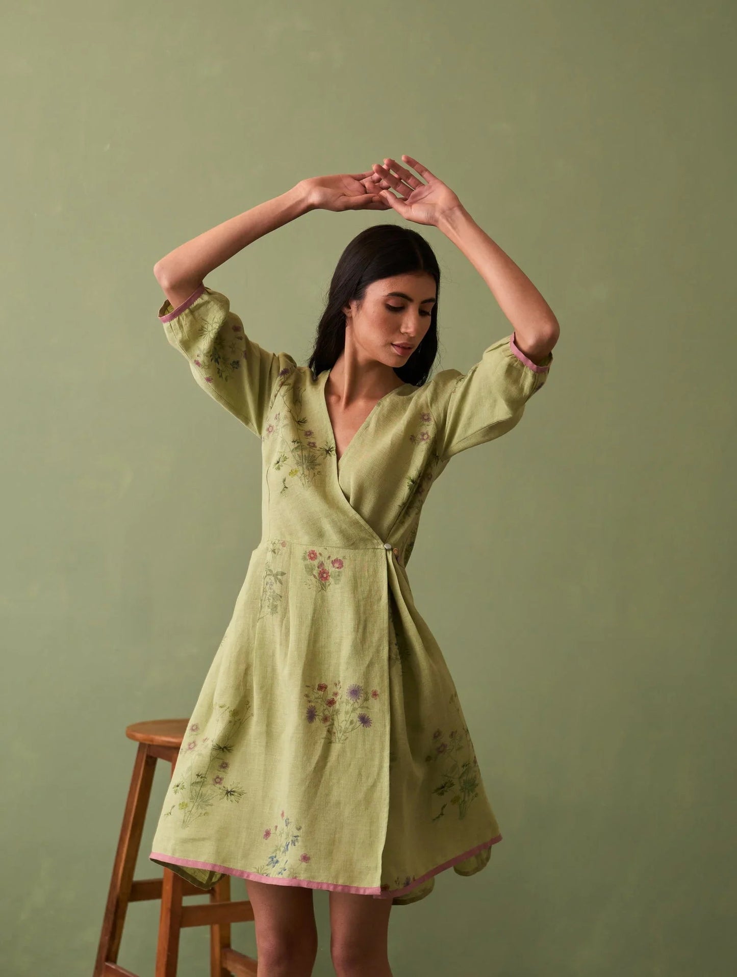 Buy Summer Vacation Green Botanical Dress