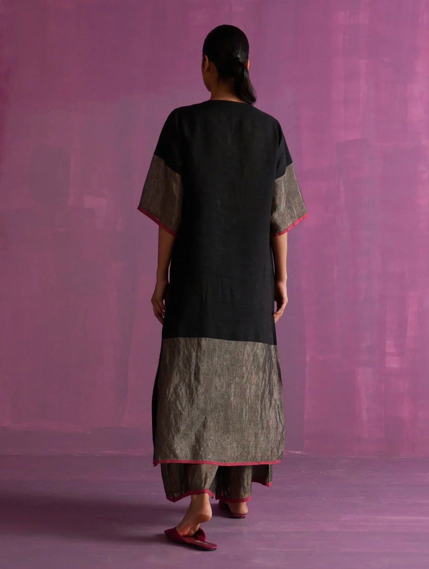 Buy Summer Vacation Embroidered Black Kurta