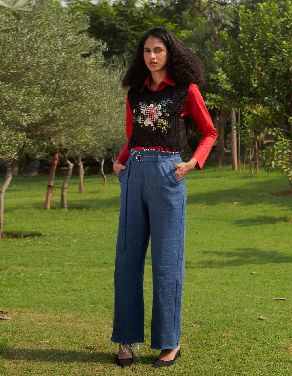 Buy Rose Embroidered on Organza Bib