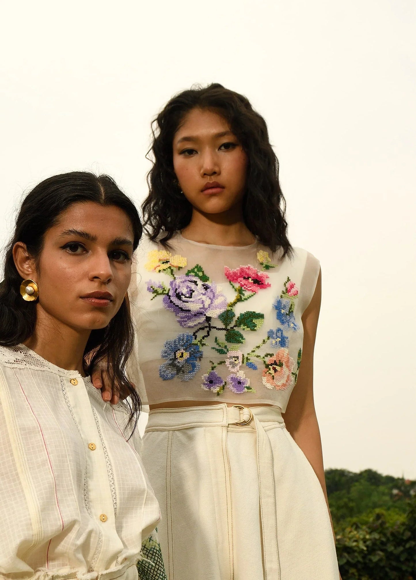 Buy Hand Embroidered Organza White Bib