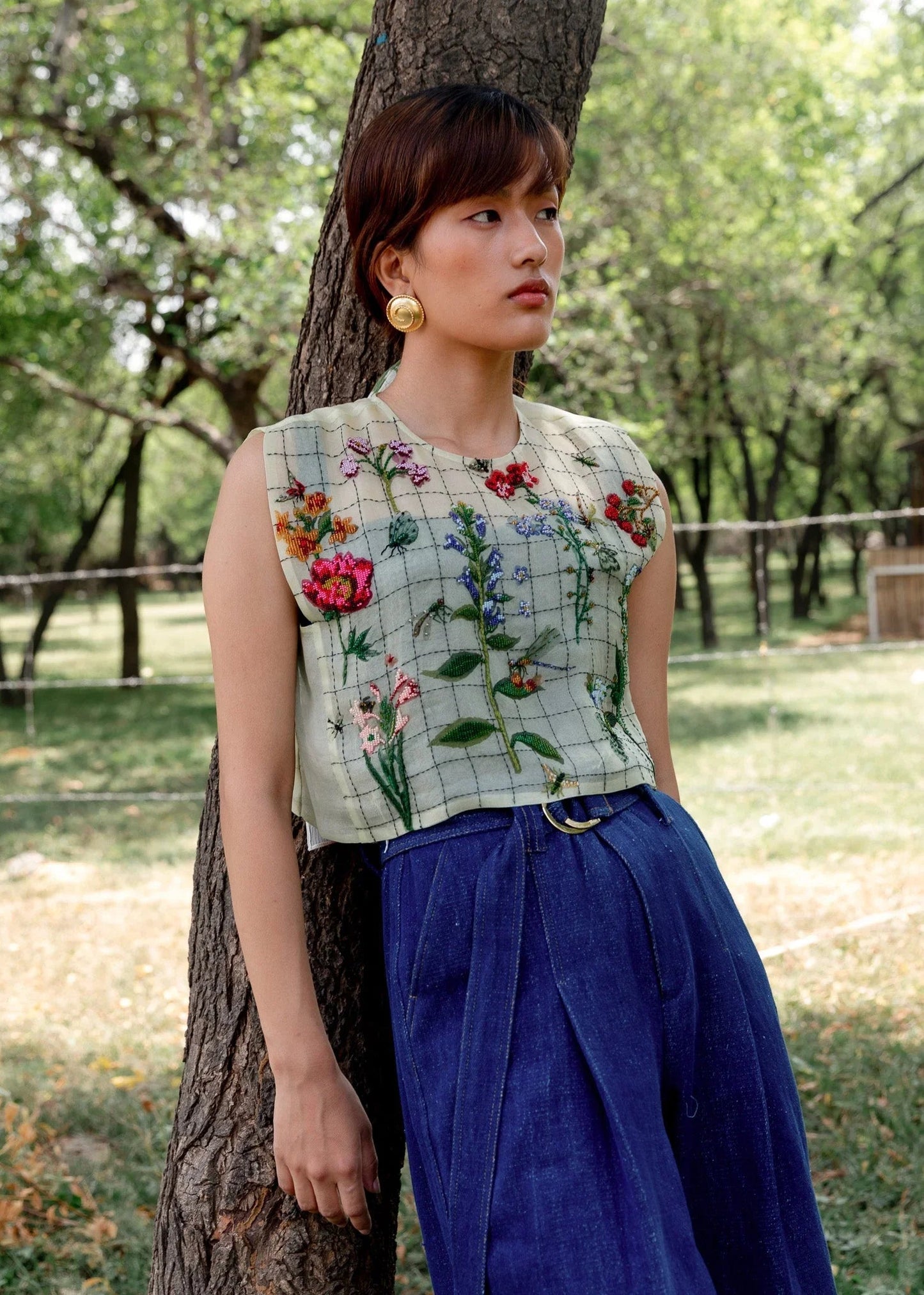 Buy Multicolor Flowers on White Bib